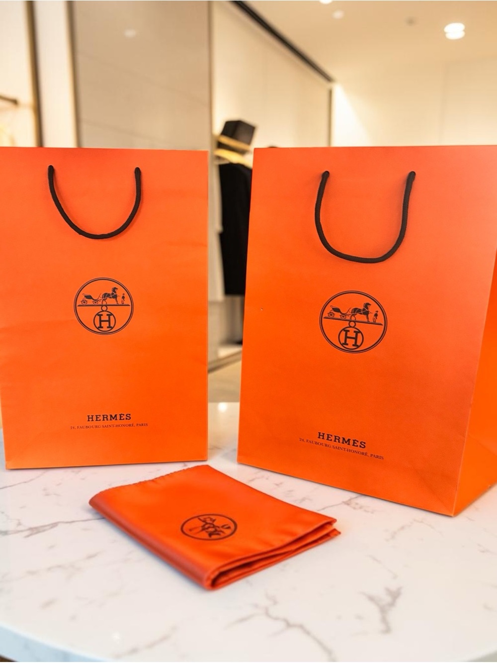 Hermés Orange Shopping Bag